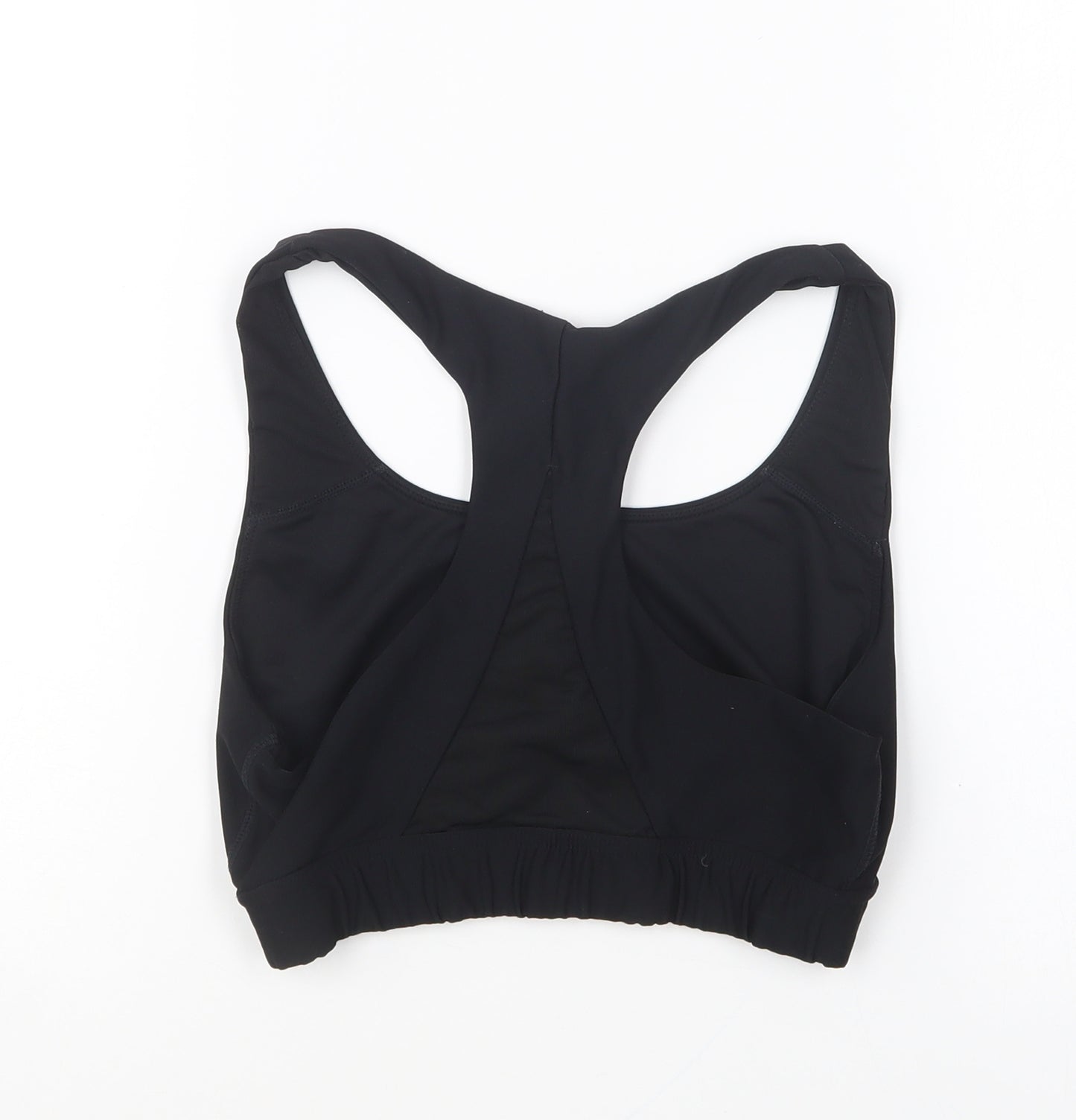 Athletic Works Womens Black Polyester Cropped T-Shirt Size M Round Neck Pullover - Sports Bra