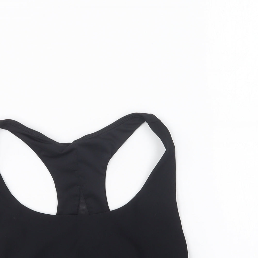 Athletic Works Womens Black Polyester Cropped T-Shirt Size M Round Neck Pullover - Sports Bra