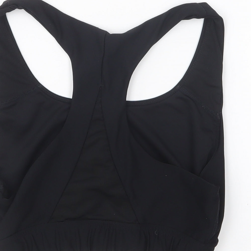 Athletic Works Womens Black Polyester Cropped T-Shirt Size M Round Neck Pullover - Sports Bra
