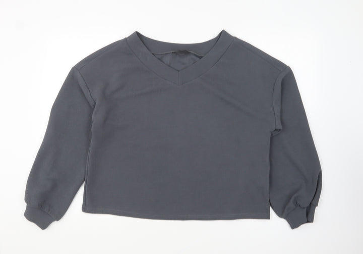 SheIn Womens Grey Polyester Pullover Sweatshirt Size M Pullover