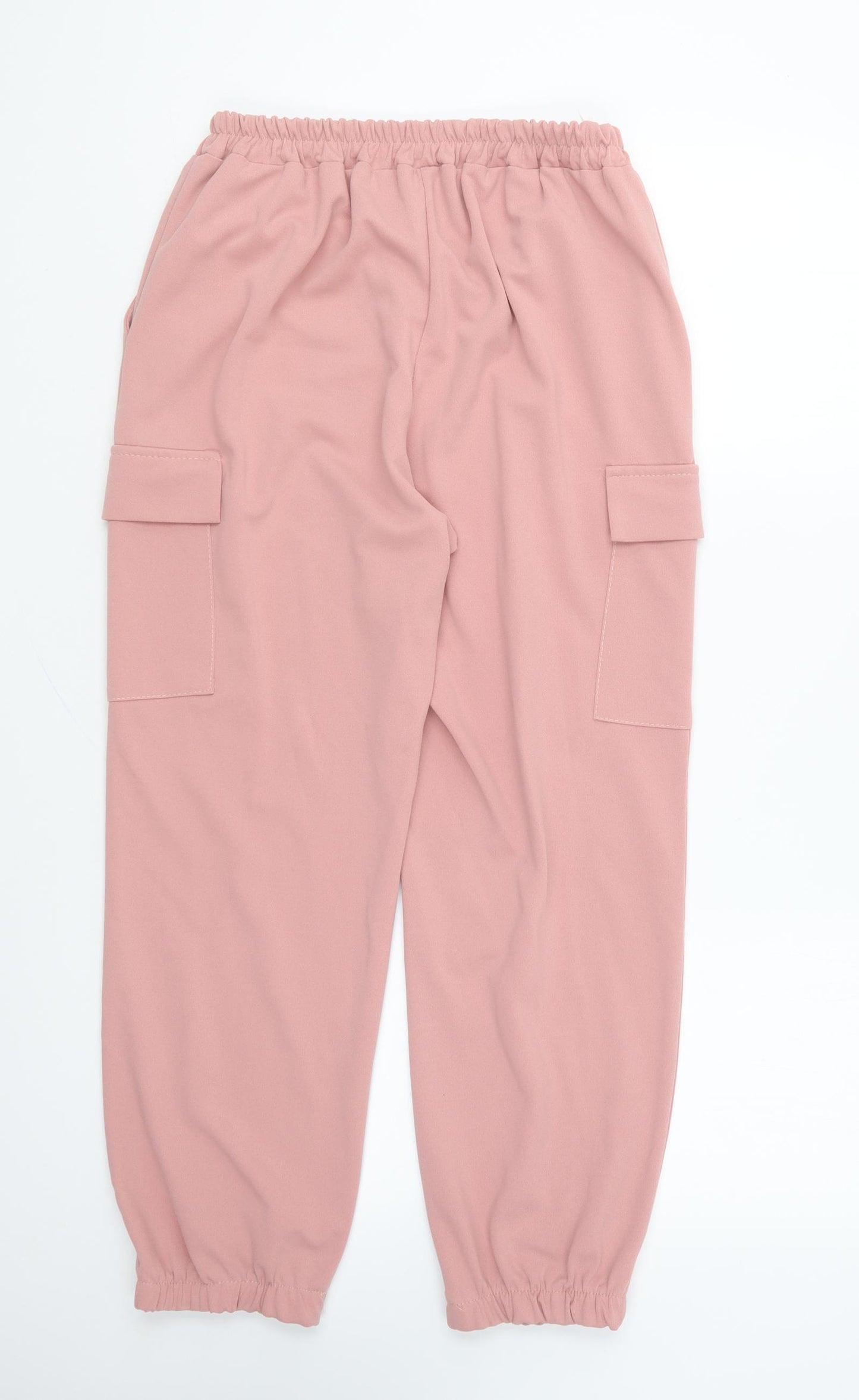 Boohoo Womens Pink Polyester Cargo Trousers Size 14 L29 in Regular