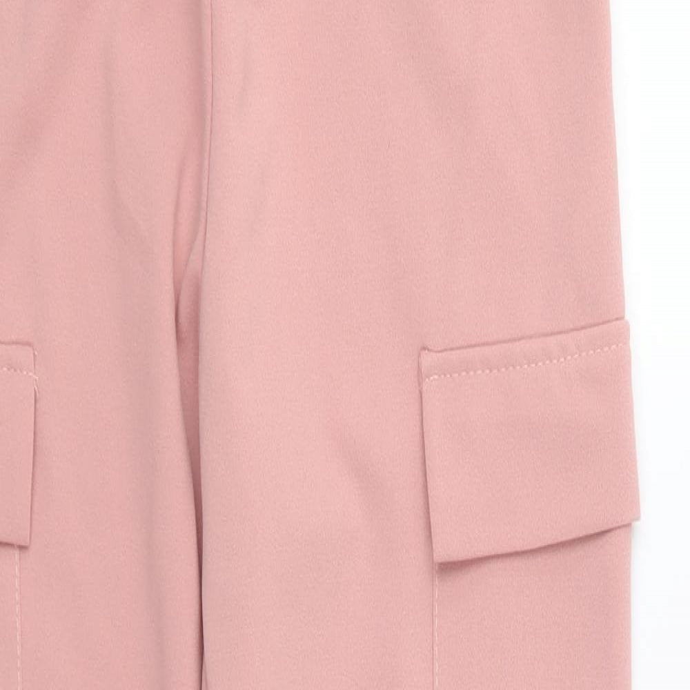 Boohoo Womens Pink Polyester Cargo Trousers Size 14 L29 in Regular