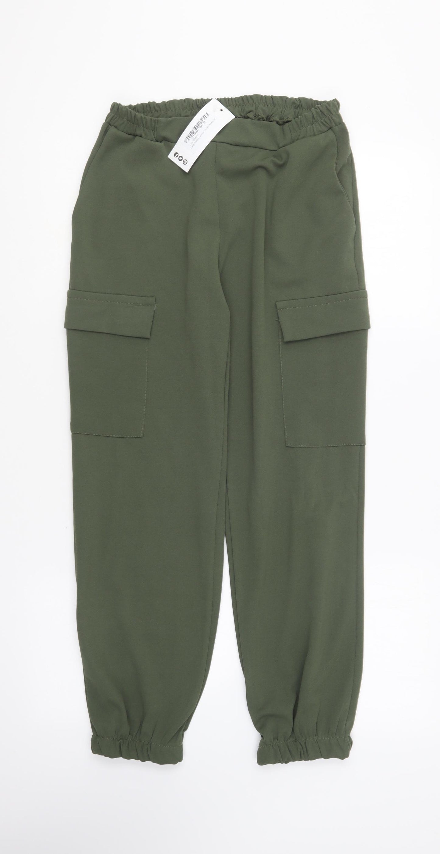 Boohoo Womens Green Polyester Cargo Trousers Size 14 L22 in Regular
