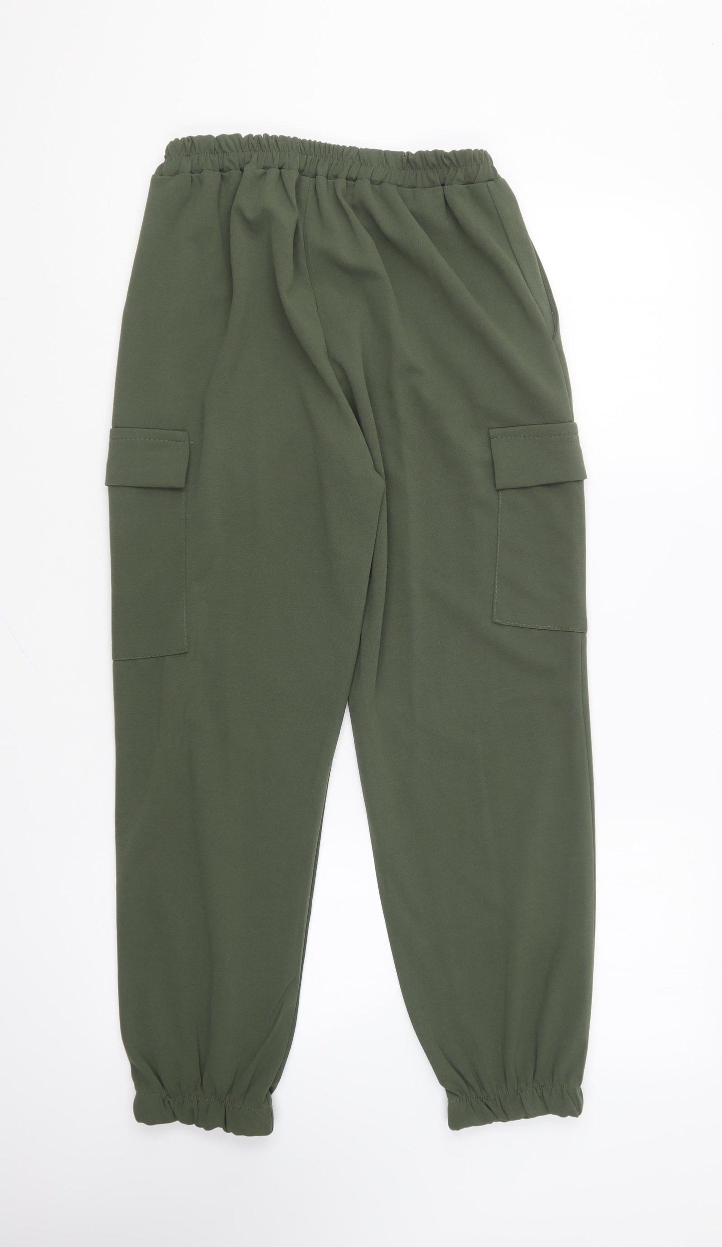 Boohoo Womens Green Polyester Cargo Trousers Size 14 L22 in Regular