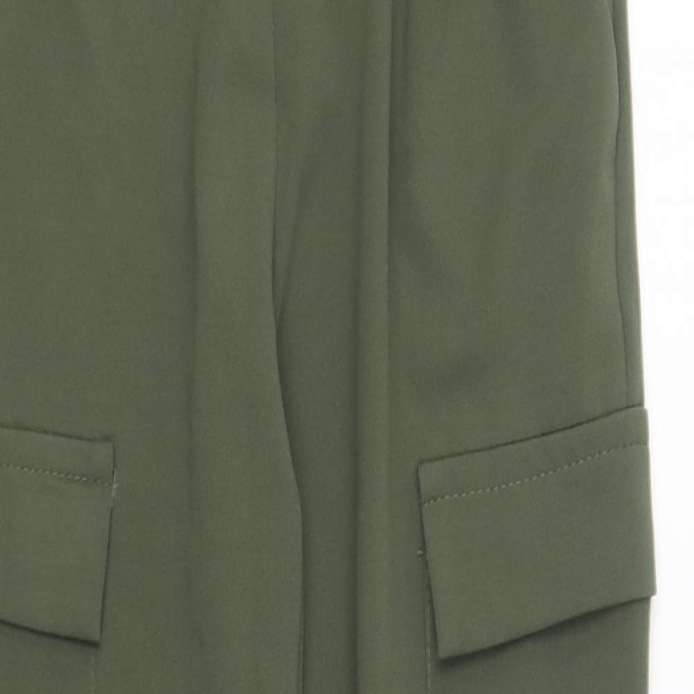 Boohoo Womens Green Polyester Cargo Trousers Size 14 L22 in Regular