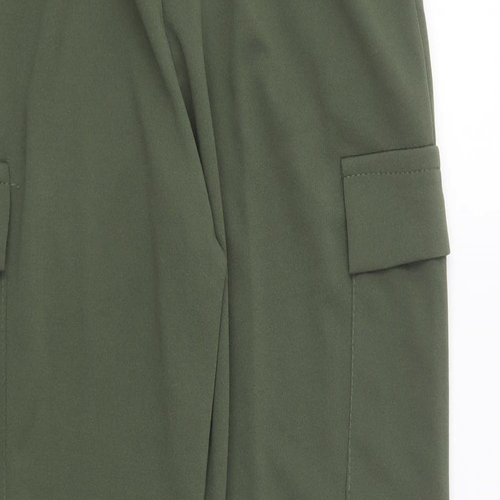 Boohoo Womens Green Polyester Cargo Trousers Size 14 L22 in Regular