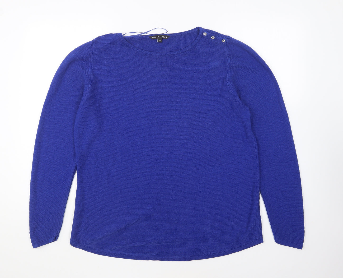 Bonmarché Womens Blue Round Neck Acrylic Pullover Jumper Size 20