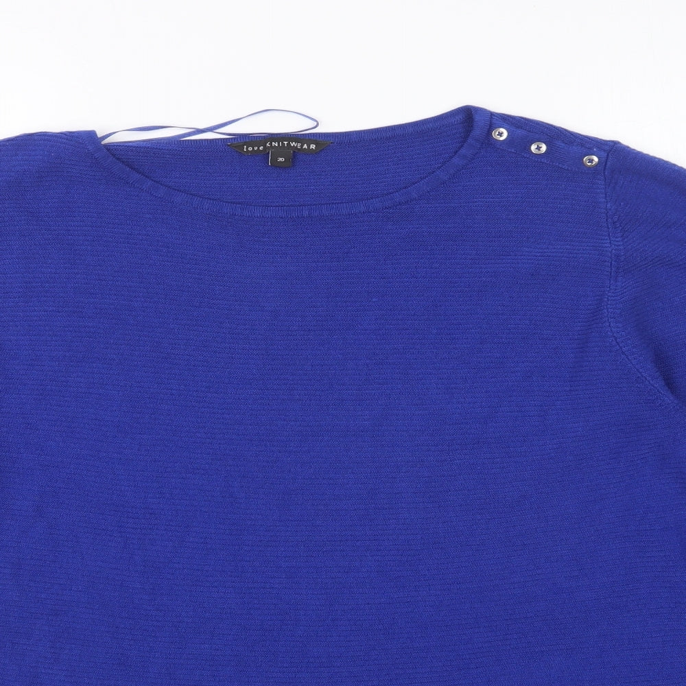 Bonmarché Womens Blue Round Neck Acrylic Pullover Jumper Size 20