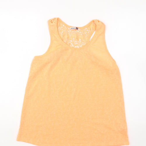 PEP&CO Womens Orange Polyester Basic Tank Size 14 Round Neck