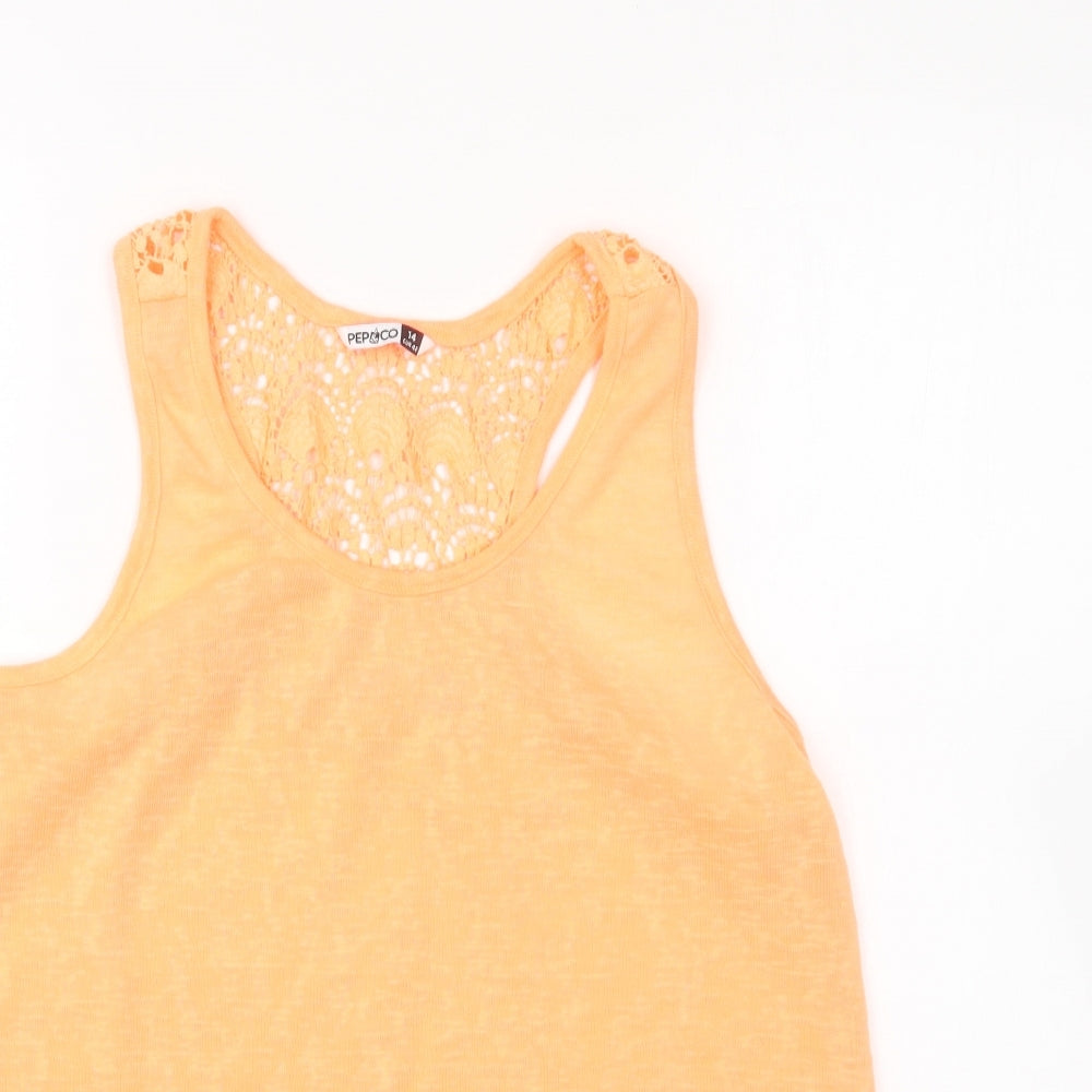 PEP&CO Womens Orange Polyester Basic Tank Size 14 Round Neck