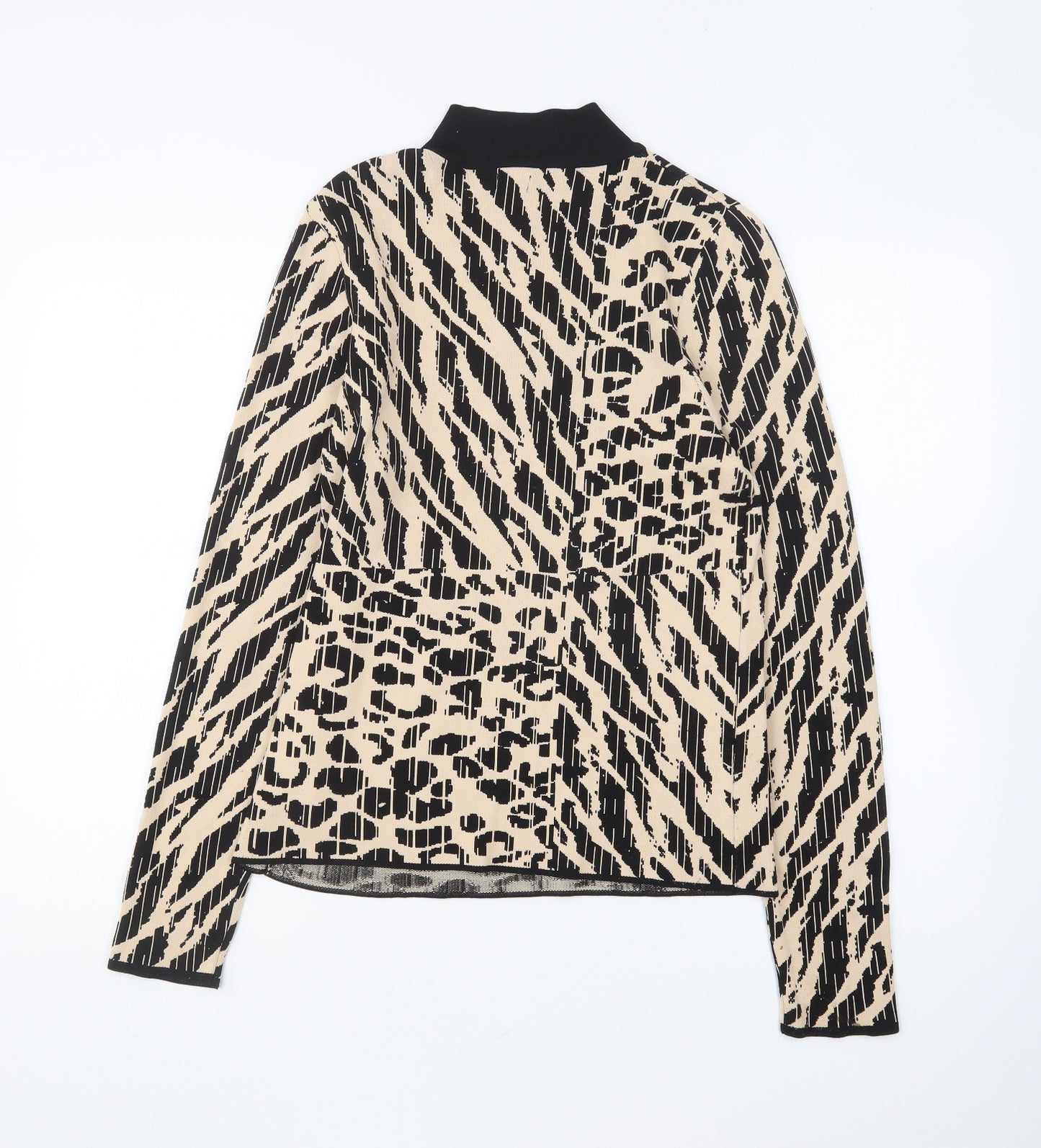 River Island Womens Beige High Neck Geometric Polyamide Pullover Jumper Size 14