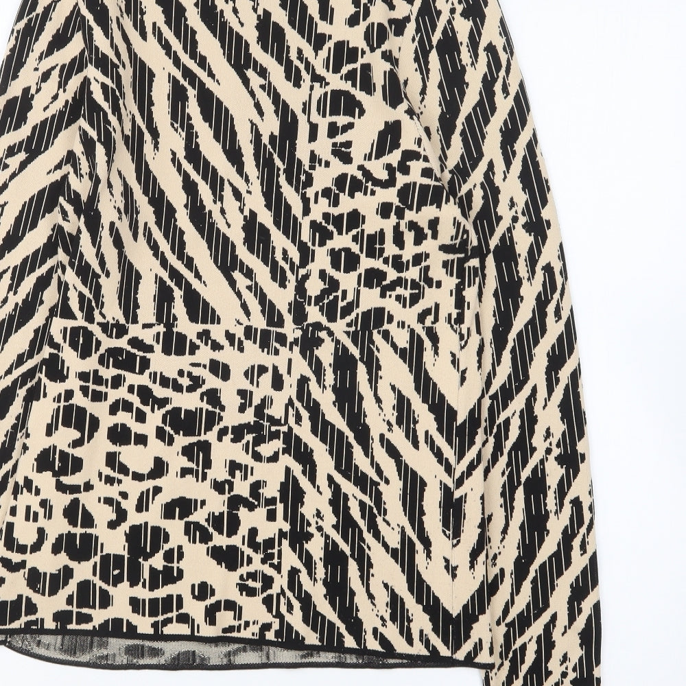 River Island Womens Beige High Neck Geometric Polyamide Pullover Jumper Size 14