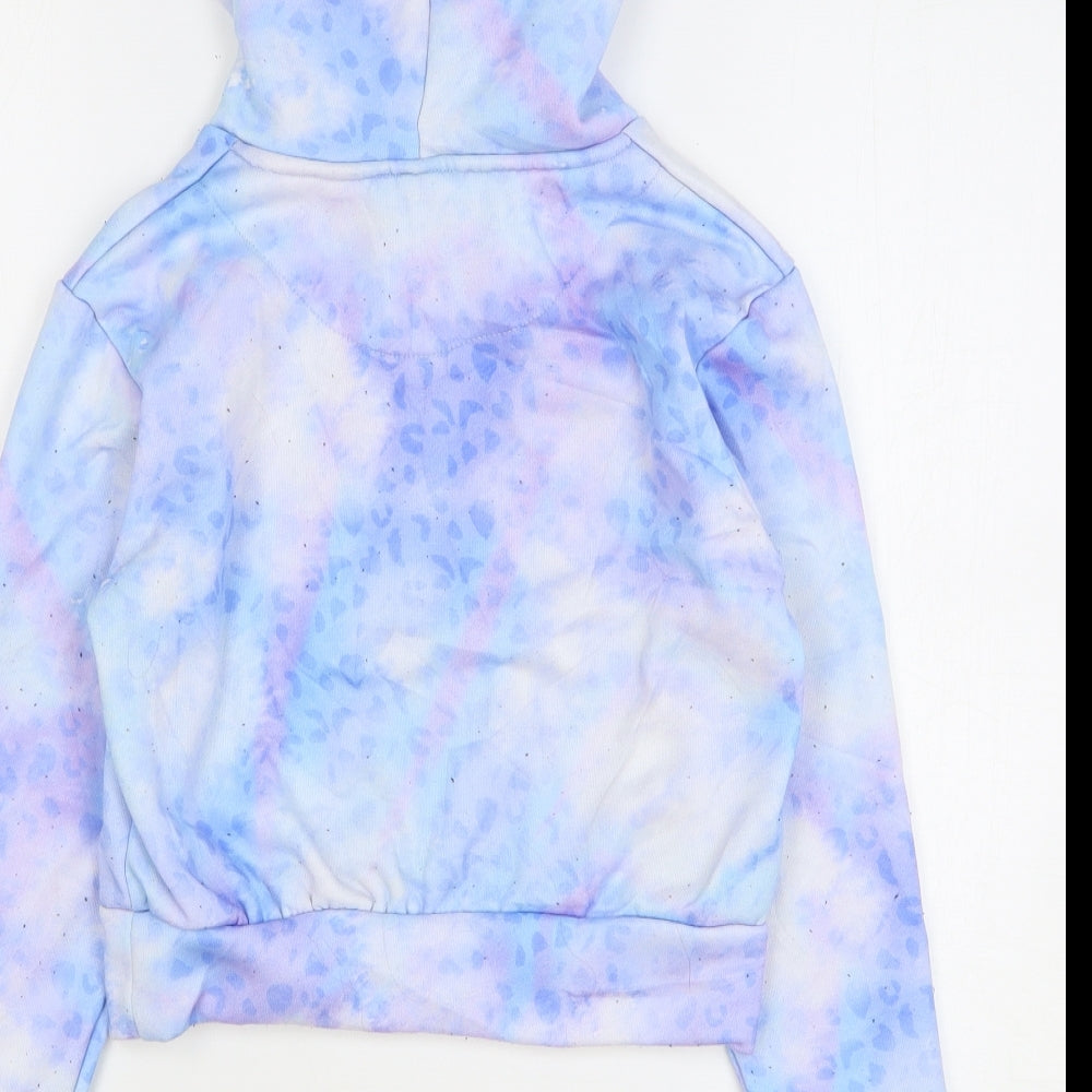 Closure Girls Purple Geometric Cotton Pullover Hoodie Size 10-11 Years Pullover - Cropped