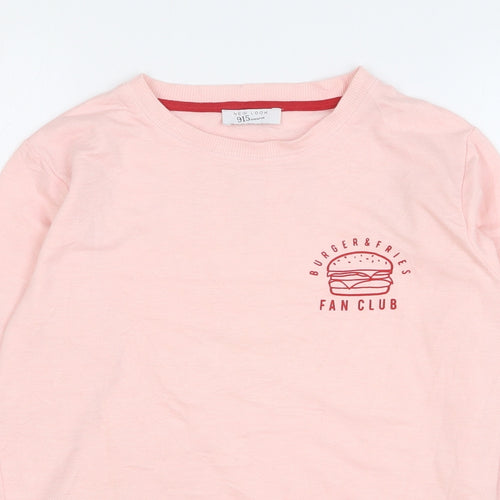 New Look Girls Pink Polyester Basic T-Shirt Size M Round Neck Pullover - Burger & Fries Fan Club