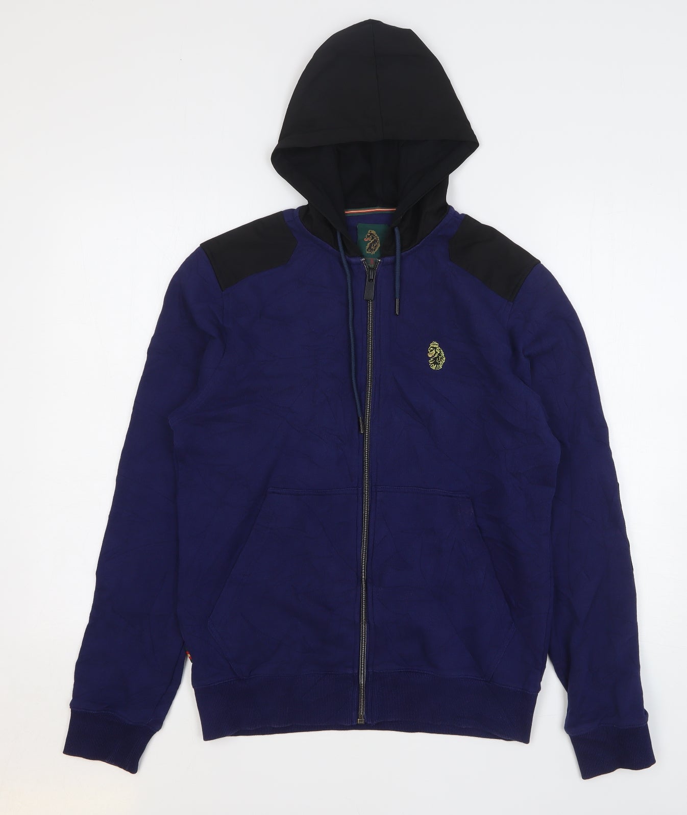 Luke Mens Blue Cotton Full Zip Hoodie Size S