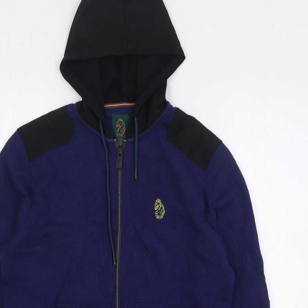 Luke Mens Blue Cotton Full Zip Hoodie Size S