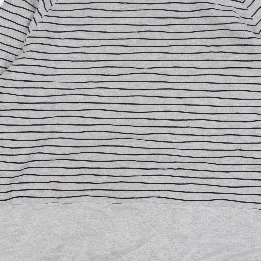 adidas Mens Grey Striped Cotton Pullover Sweatshirt Size XL
