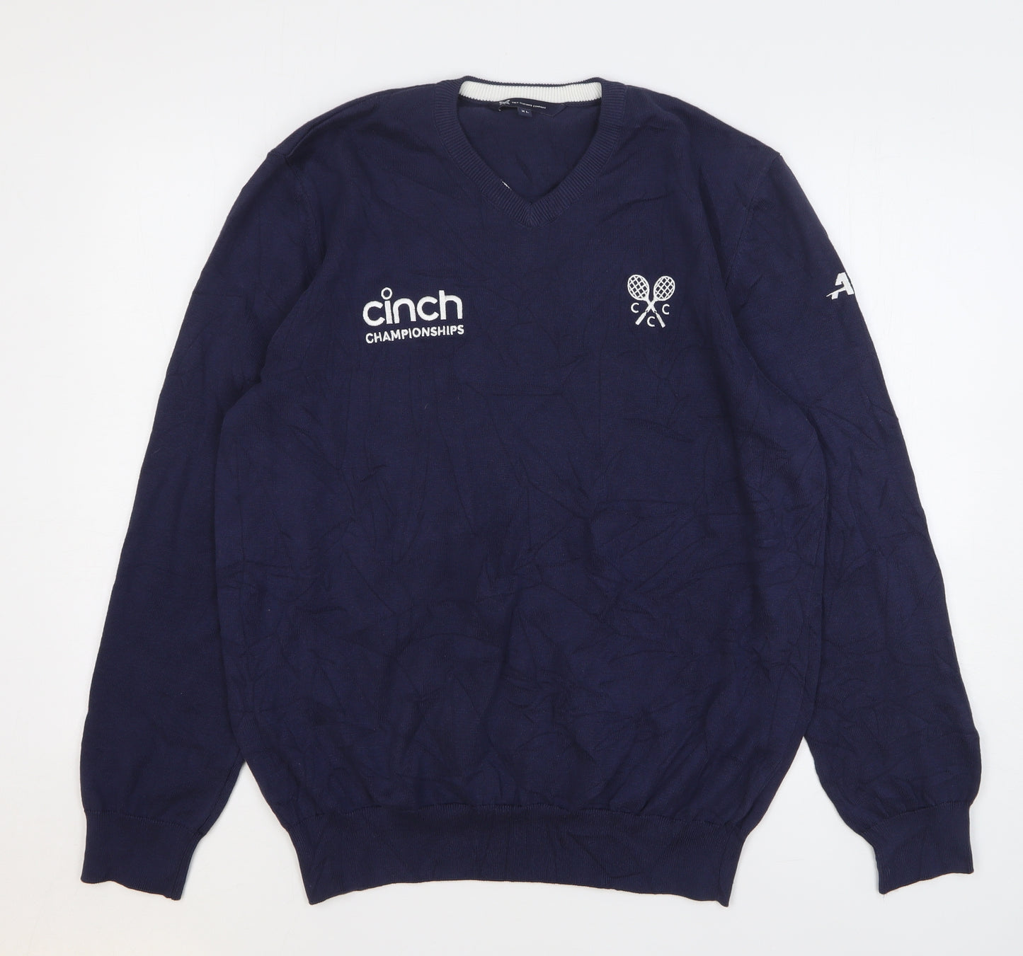 Crew Clothing Mens Blue V-Neck Cotton Pullover Jumper Size XL - Tennis