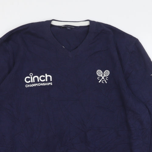 Crew Clothing Mens Blue V-Neck Cotton Pullover Jumper Size XL - Tennis