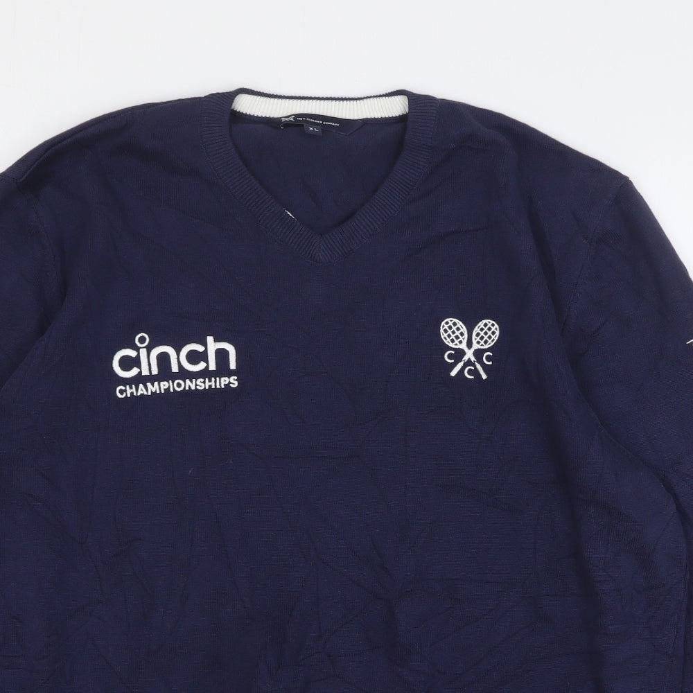 Crew Clothing Mens Blue V-Neck Cotton Pullover Jumper Size XL - Tennis