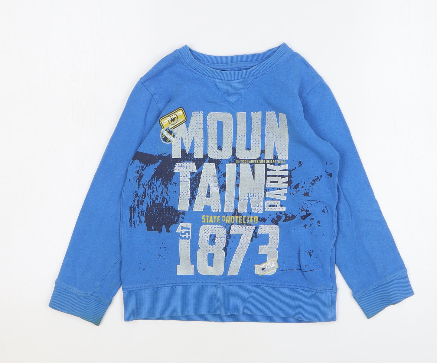 F&F Boys Blue Herringbone Cotton Pullover Sweatshirt Size 6-7 Years Pullover - Mountain Park