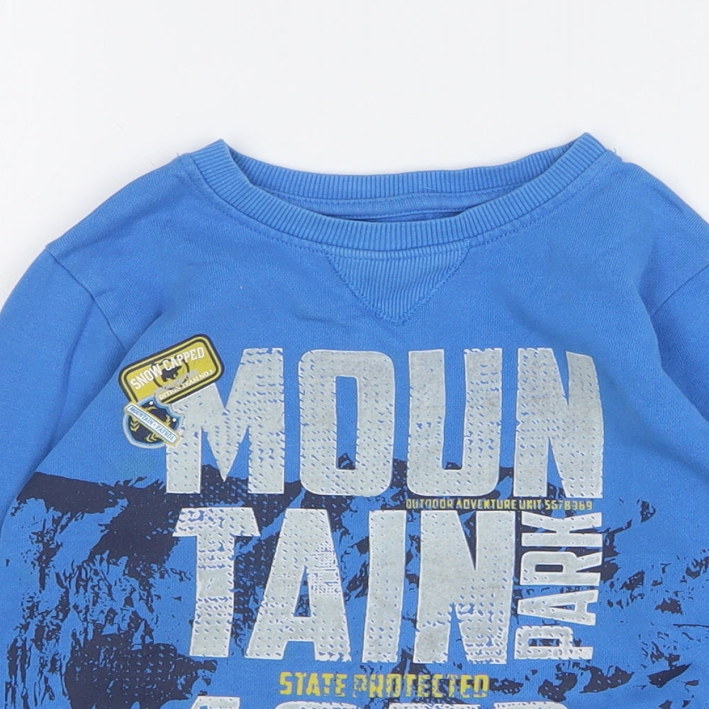 F&F Boys Blue Herringbone Cotton Pullover Sweatshirt Size 6-7 Years Pullover - Mountain Park