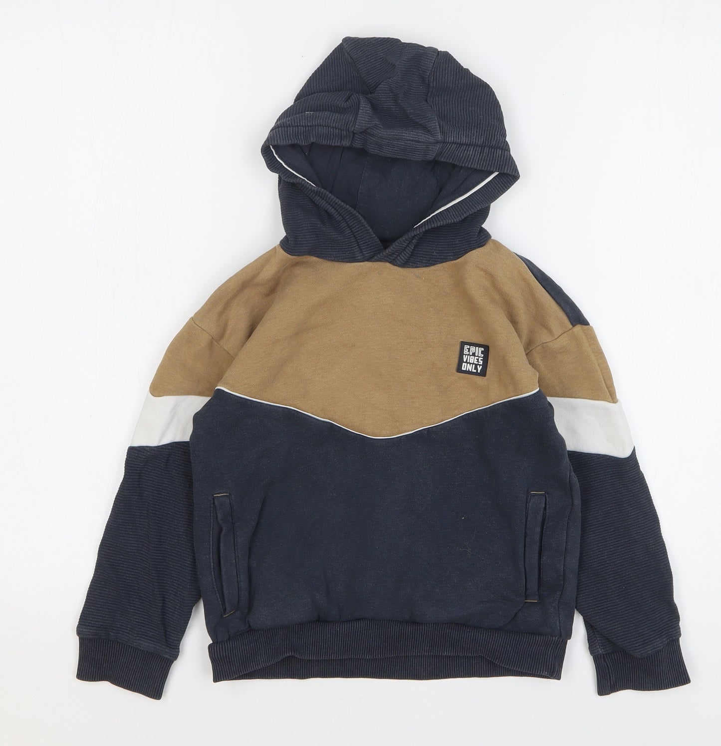 Nutmeg Boys Multicoloured Colourblock Cotton Pullover Hoodie Size 6-7 Years Pullover