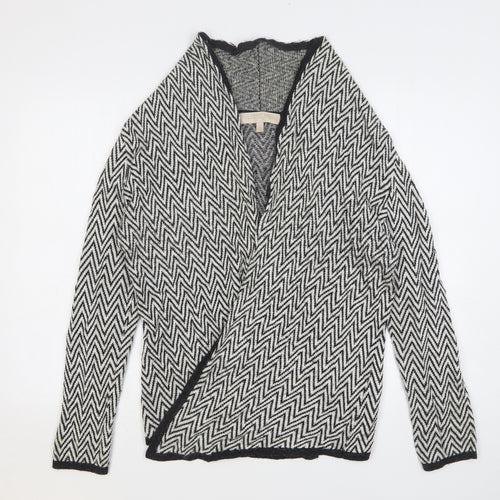 Fenn Wright Manson Womens Black V-Neck Striped Viscose Cardigan Jumper Size L