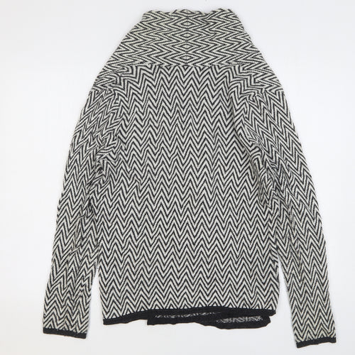 Fenn Wright Manson Womens Black V-Neck Striped Viscose Cardigan Jumper Size L