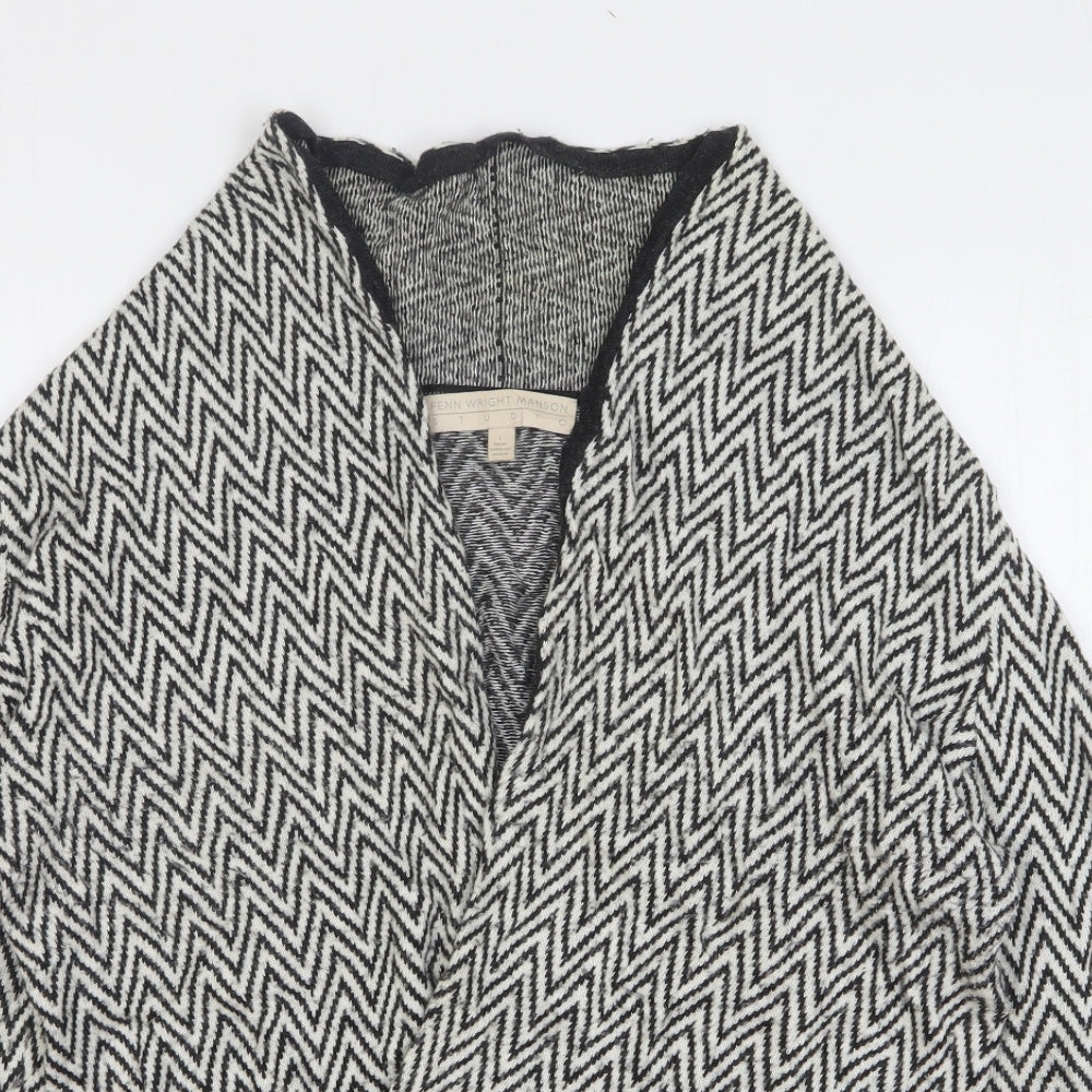 Fenn Wright Manson Womens Black V-Neck Striped Viscose Cardigan Jumper Size L