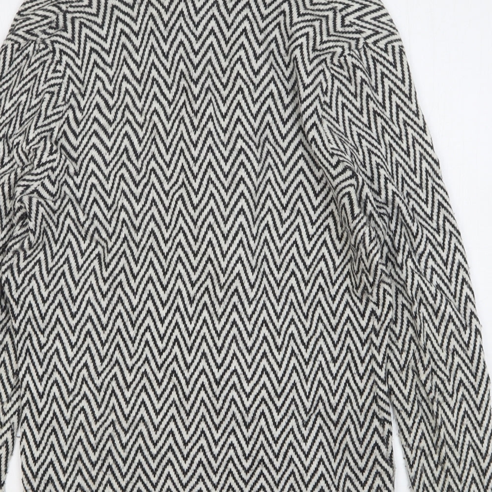 Fenn Wright Manson Womens Black V-Neck Striped Viscose Cardigan Jumper Size L