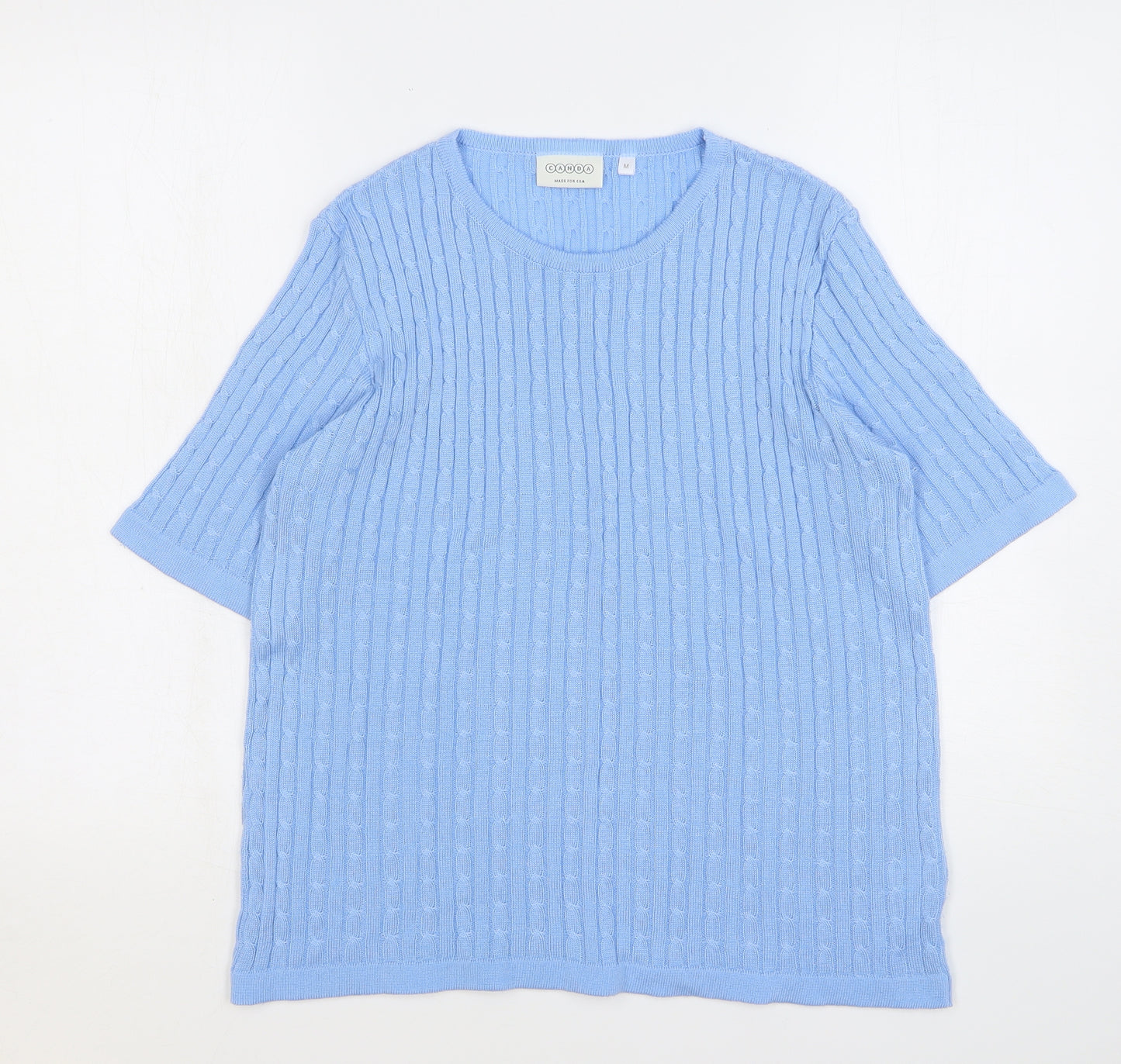 Canda Womens Blue Round Neck Acrylic Pullover Jumper Size M