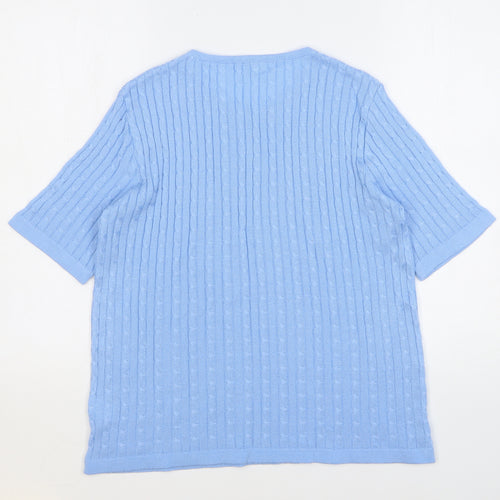 Canda Womens Blue Round Neck Acrylic Pullover Jumper Size M