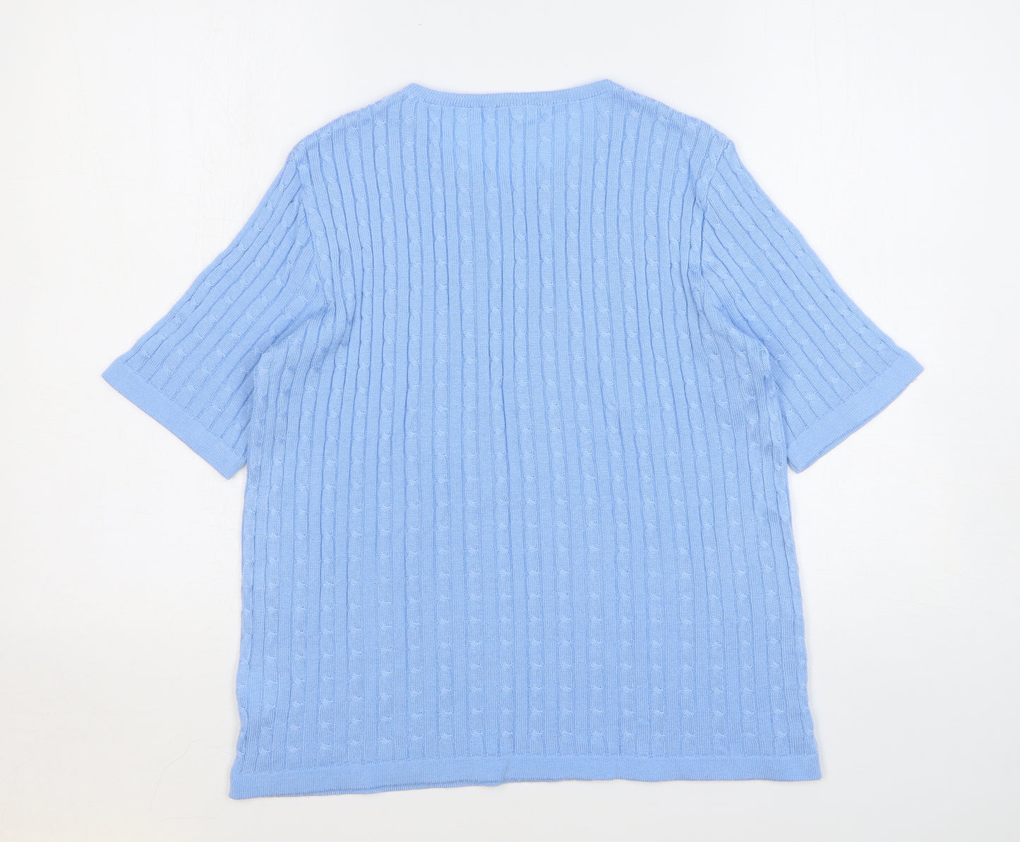 Canda Womens Blue Round Neck Acrylic Pullover Jumper Size M