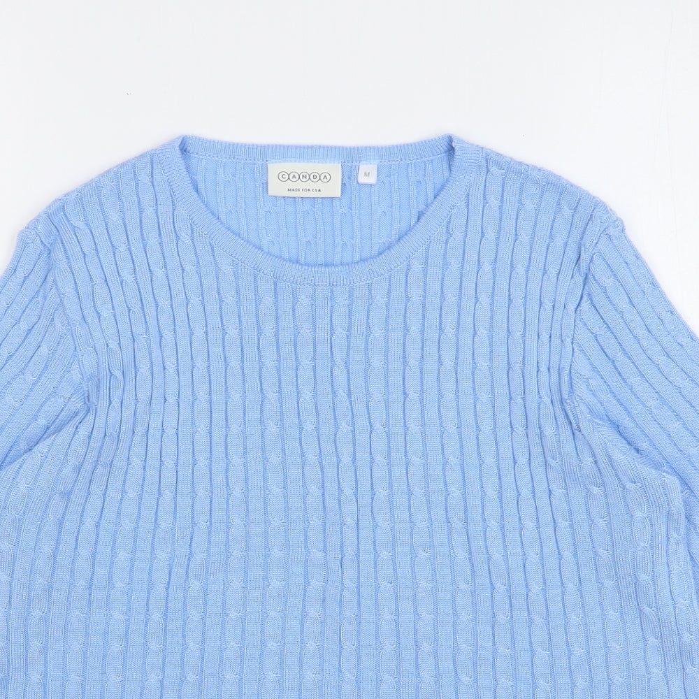 Canda Womens Blue Round Neck Acrylic Pullover Jumper Size M