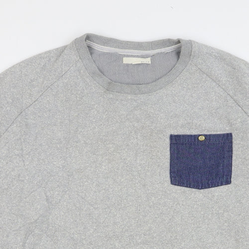 SUIT Mens Grey Cotton Pullover Sweatshirt Size L