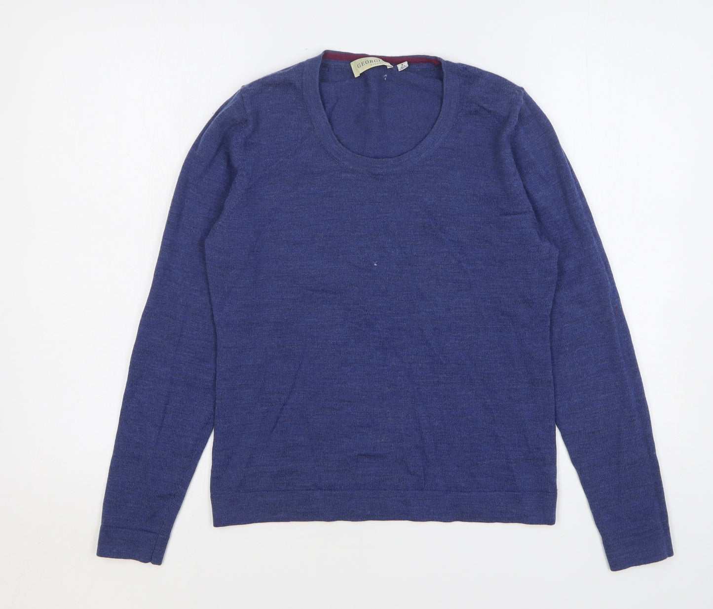 Georgia Firenze Womens Blue Round Neck Acrylic Pullover Jumper Size 12