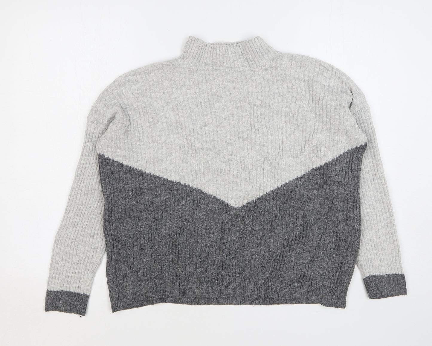 Marks and Spencer Womens Grey High Neck Acrylic Pullover Jumper Size S