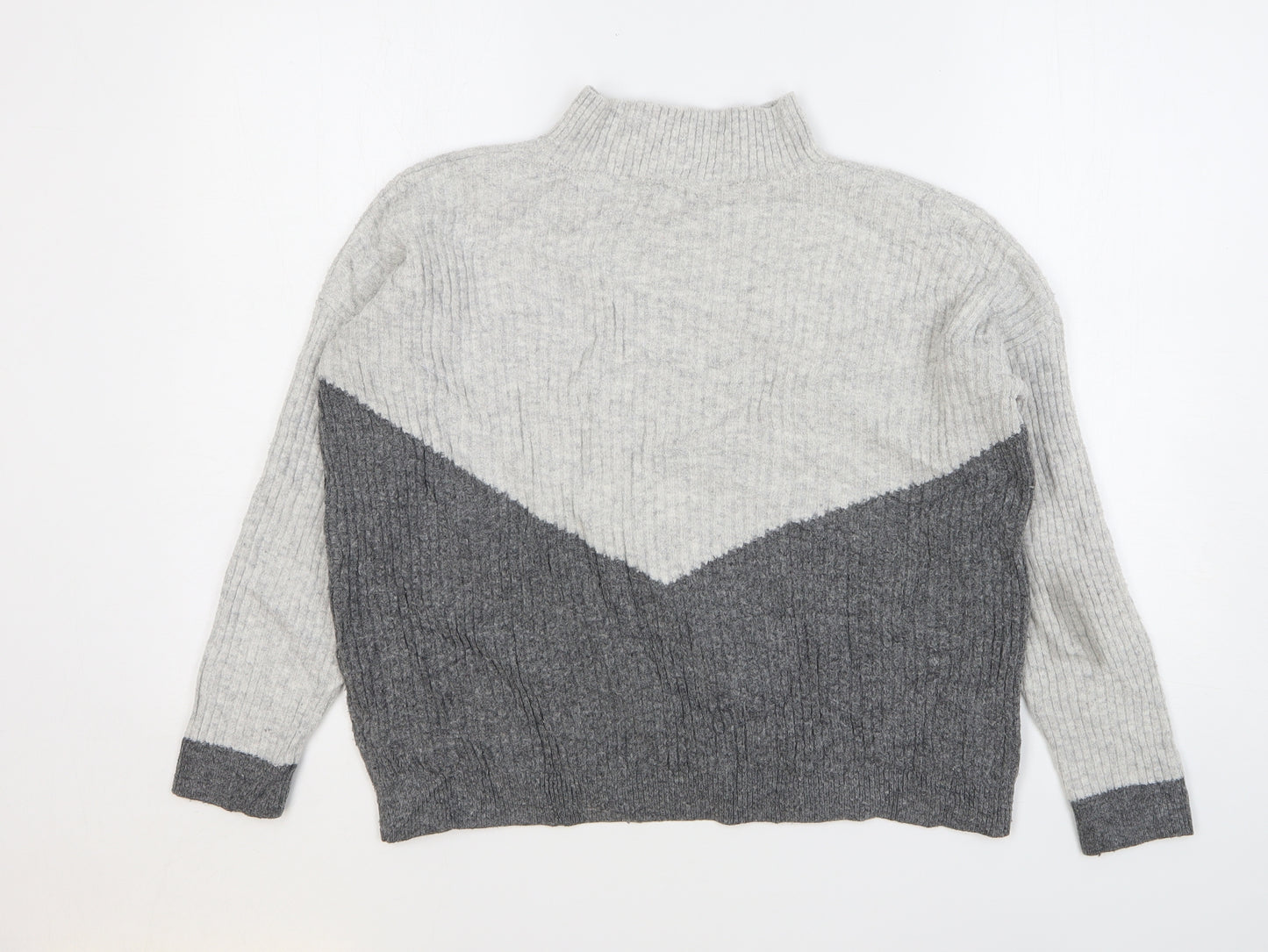 Marks and Spencer Womens Grey High Neck Acrylic Pullover Jumper Size S