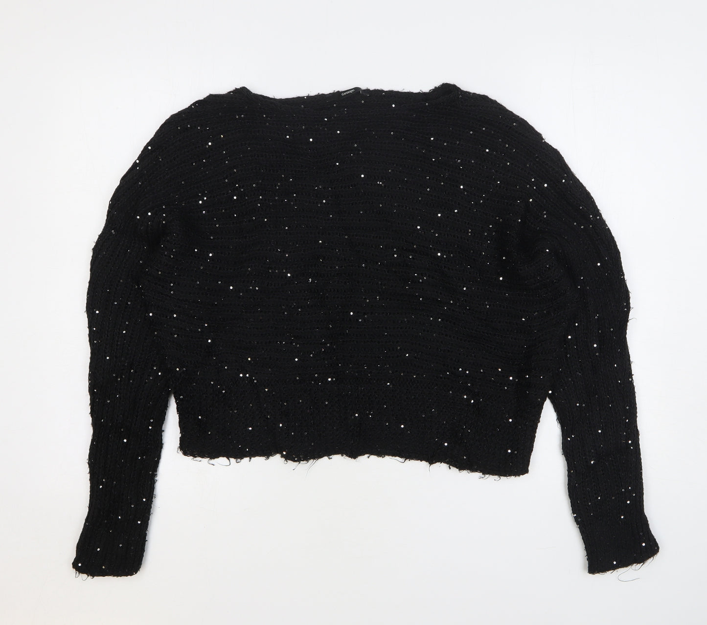 George Womens Black Boat Neck Polyester Pullover Jumper Size M