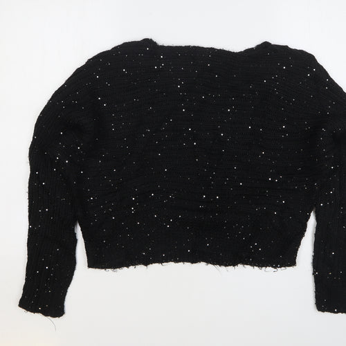 George Womens Black Boat Neck Polyester Pullover Jumper Size M