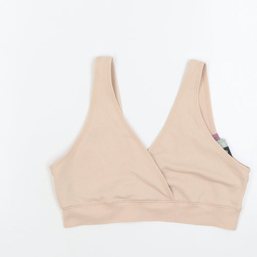 H&M Womens Beige Polyamide Cropped Tank Size M V-Neck Pullover