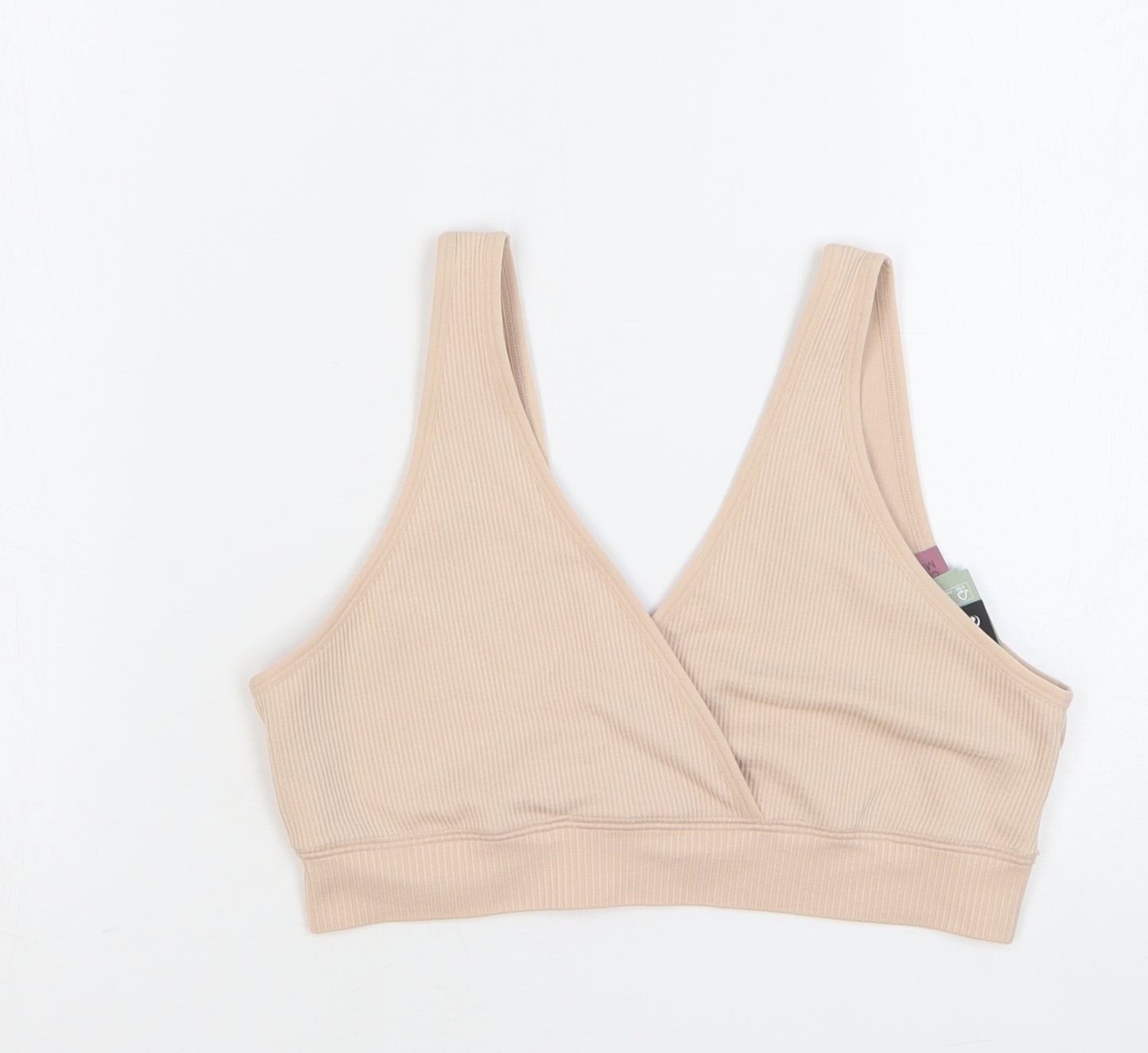 H&M Womens Beige Polyamide Cropped Tank Size M V-Neck Pullover
