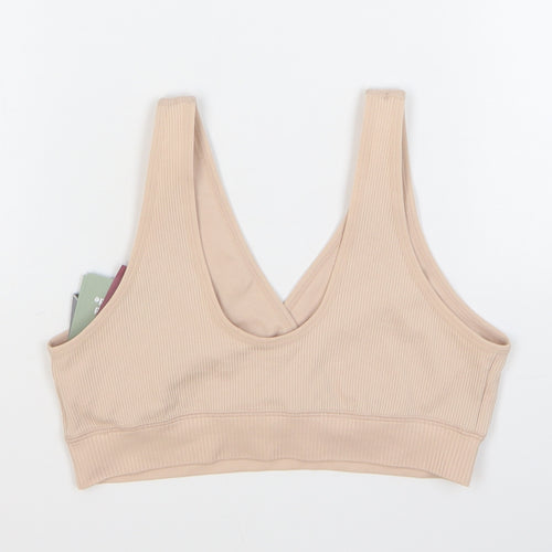 H&M Womens Beige Polyamide Cropped Tank Size M V-Neck Pullover