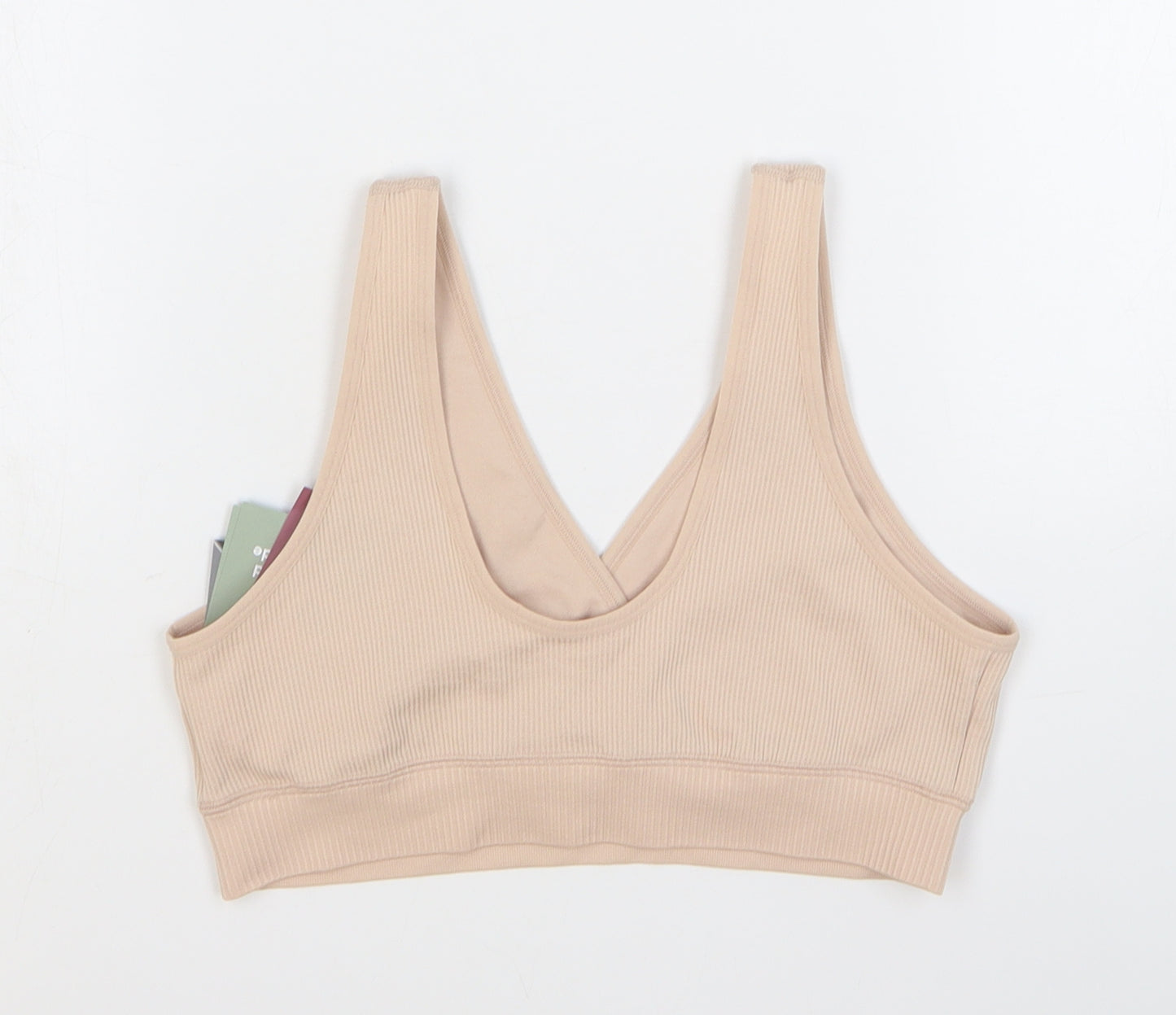 H&M Womens Beige Polyamide Cropped Tank Size M V-Neck Pullover