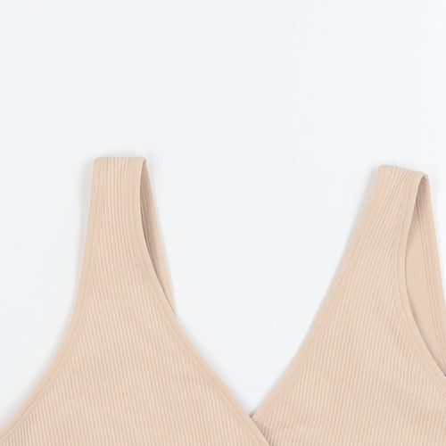 H&M Womens Beige Polyamide Cropped Tank Size M V-Neck Pullover