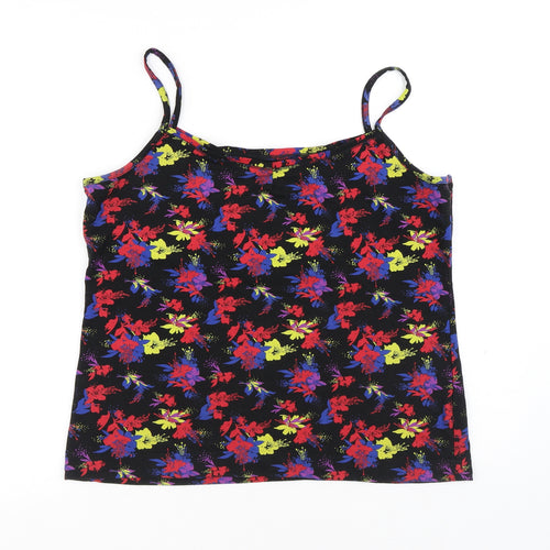 Preworn Womens Black Floral Polyester Camisole Tank Size M Round Neck - Flowers
