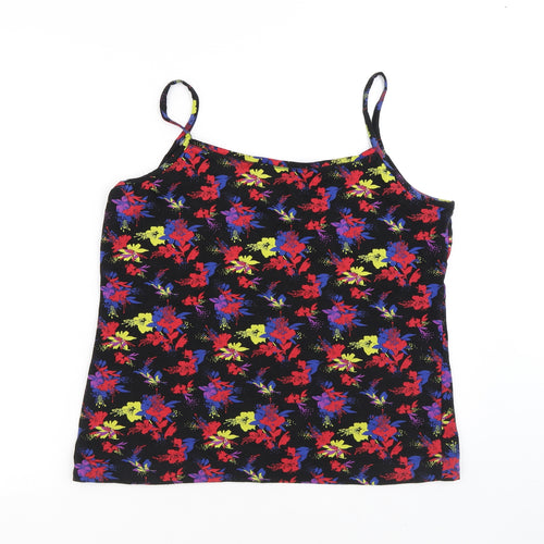 Preworn Womens Black Floral Polyester Camisole Tank Size M Round Neck - Flowers
