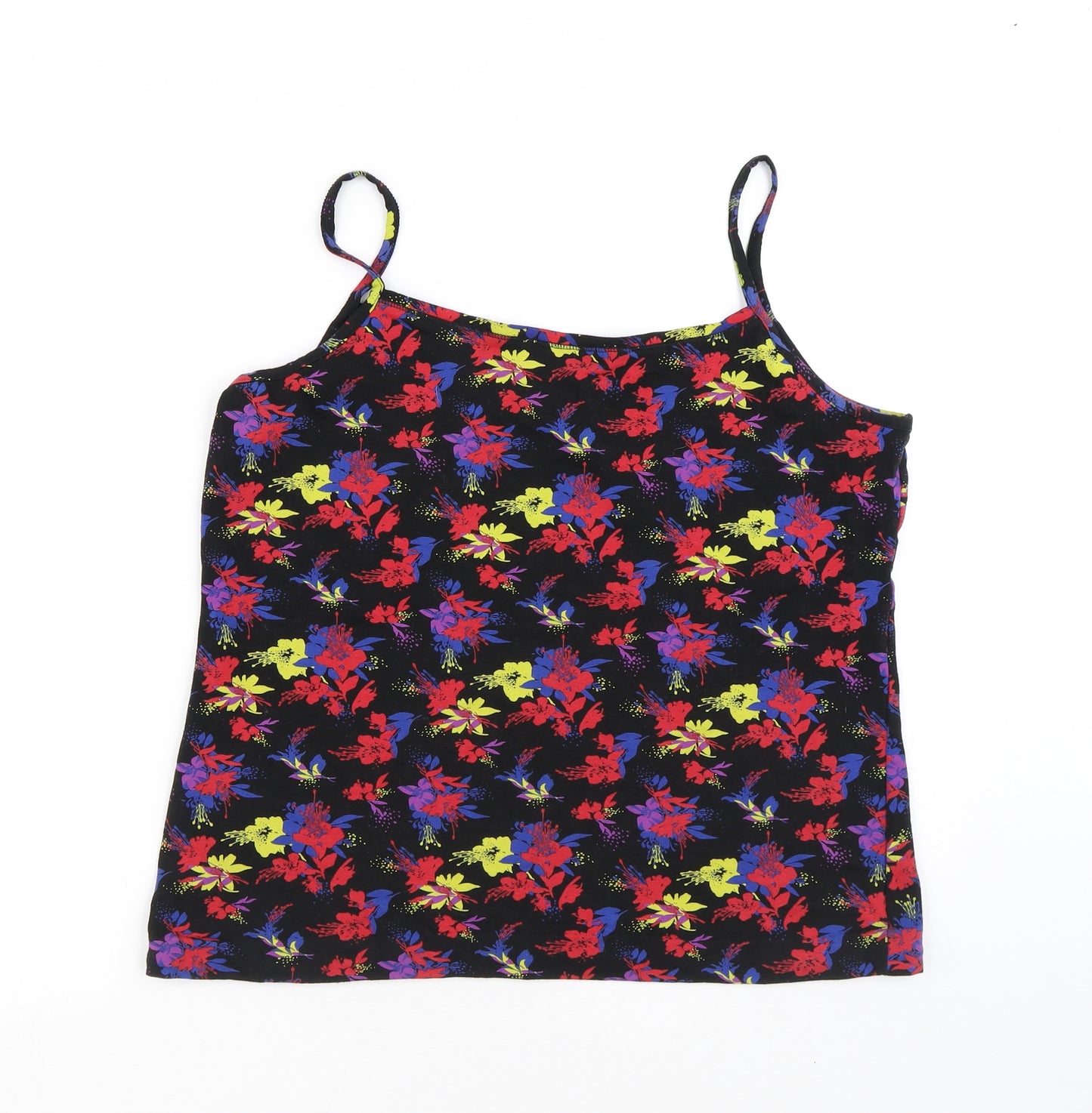 Preworn Womens Black Floral Polyester Camisole Tank Size M Round Neck - Flowers
