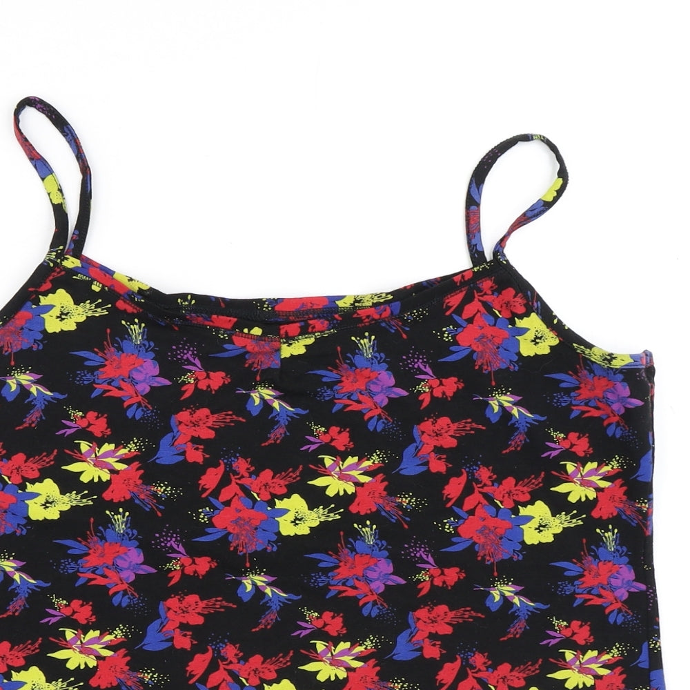 Preworn Womens Black Floral Polyester Camisole Tank Size M Round Neck - Flowers